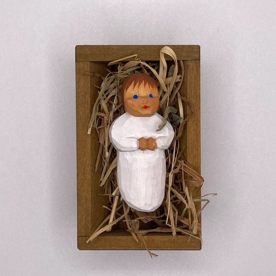 Christ Child in Manger, Two-piece, Brown Hair