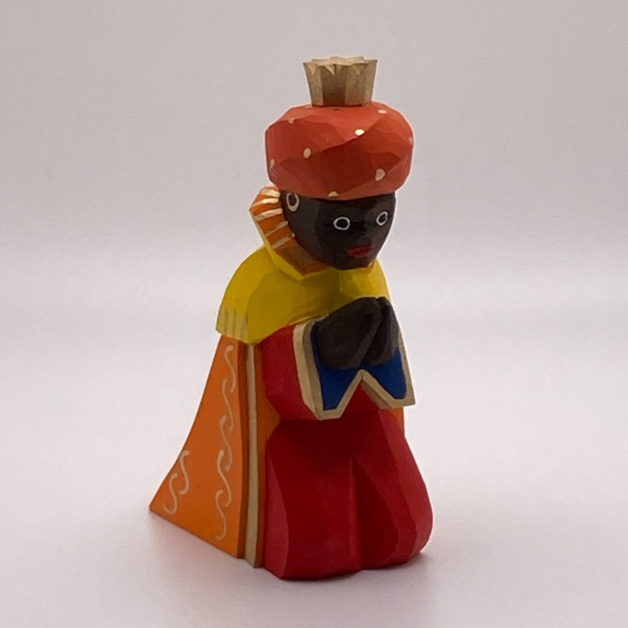 King Balthasar, Kneeling, Orange Cloak 